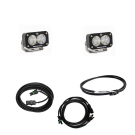 Baja Designs Jeep JL LED Reverse Light Kit featuring dual S2 Sport lights and wiring harness for enhanced visibility.