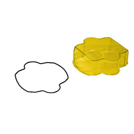 Baja Designs LP6 amber headlight lens with rubber gasket for enhanced visibility and durability in off-road conditions.