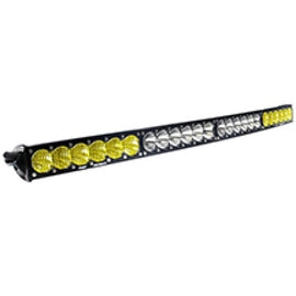 Baja Designs OnX6 Arc Series 40in LED light bar featuring amber and white dual control patterns for enhanced visibility.