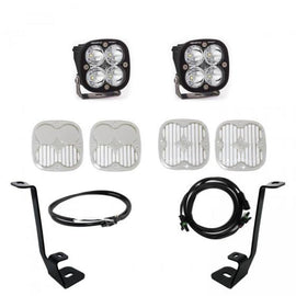 Baja Designs A Pillar Kit for 2021+ Ford F150 featuring Squadron Sport Spot lights, brackets, and wiring harness.
