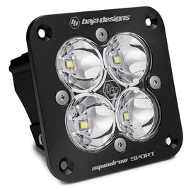 Baja Designs Squadron Sport black flush mount LED light pod with four clear lenses for enhanced visibility and performance.