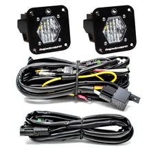 Load image into Gallery viewer, Baja Designs S1 LED flush mount backup kit with two wide cornering lights and wiring harness for offroad vehicles.
