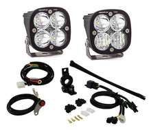 Load image into Gallery viewer, Baja Designs Adventure Bike 1in Squadron Kit Pro featuring two LED lights, wiring harness, and mounting accessories for enhanced visibility.