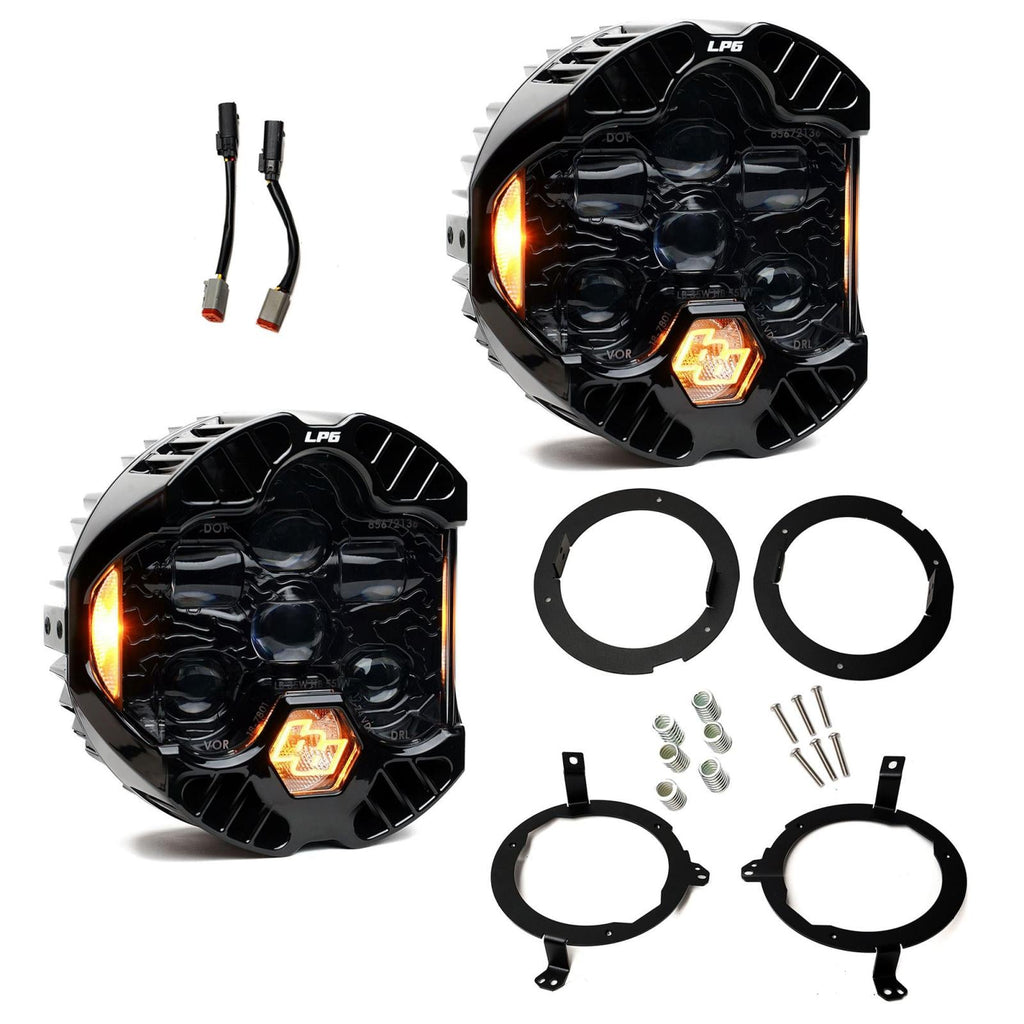 DOT LP6 LED Headlight Kit Jeep 2018-2025 Wrangler JL 2020-2025 Gladiator JT w/LED Headlights (Amber) Baja Designs