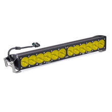 Load image into Gallery viewer, Baja Designs OnX6 Amber 20-inch wide driving LED light bar with a sleek design and multiple amber lenses for enhanced visibility.