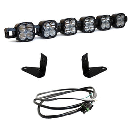 Baja Designs 2021+ Ford Bronco 6 XL linkable light bar kit with steel bumper mount and upfitter wiring harness.