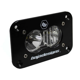 Baja Designs S2 Sport LED driving light with a flush mount design, featuring dual lenses for enhanced visibility.
