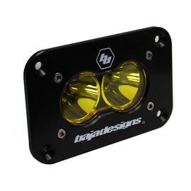 Baja Designs S2 Sport LED spot light in amber, designed for flush mount installation on trucks and offroad vehicles.