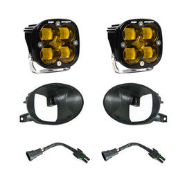 Baja Designs fog pocket light kit for 2019-2022 Mercedes Benz Sprinter, featuring amber lights and installation components.