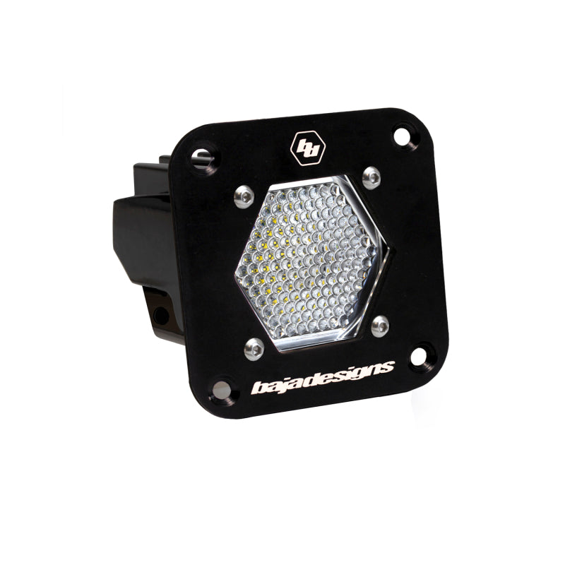 Baja Designs LED Light Pod Flush Mount with clear lens, hexagonal design, ideal for work and scene lighting applications.