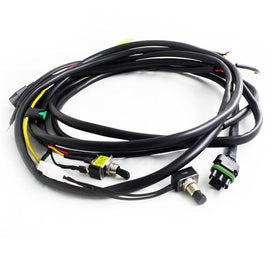 Baja Designs XL wire harness with Mode-2 lights, designed for up to 325 watts, featuring switches and connectors.