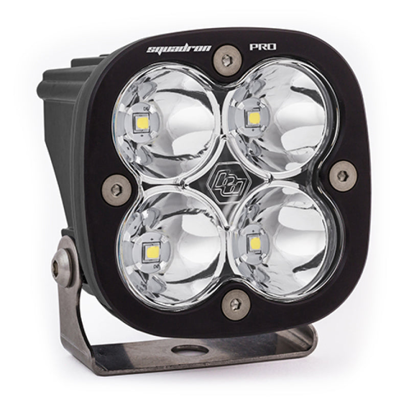 Baja Designs Squadron Pro Black LED light pod with four clear lenses, designed for work and scene illumination.
