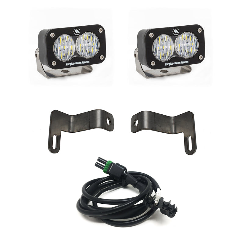 Baja Designs S2 Sports Reverse Kit for 2019+ Ram 2500/3500 includes two lights, mounting brackets, and wiring harness.