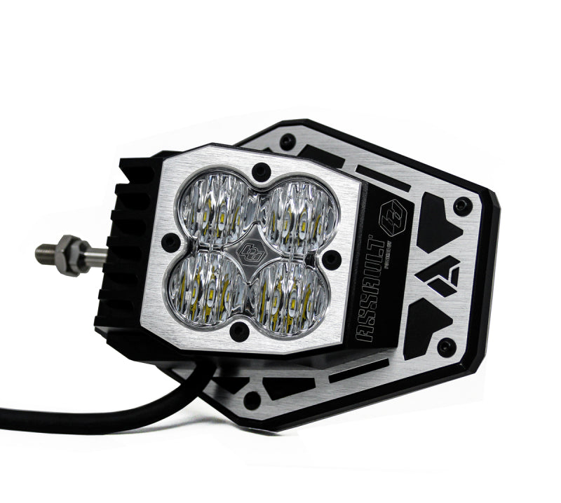 Baja Designs NightHawk Mirror Kit featuring Squadron Sports lights mounted on a 2.00-inch tube for enhanced visibility.