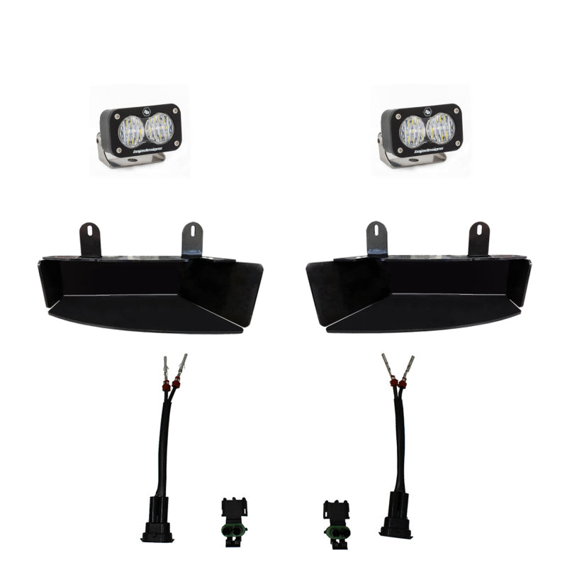 Baja Designs S2 Sport Fog Pocket Kits for 2019+ Ram 2500/3500, including fog lights and mounting brackets.