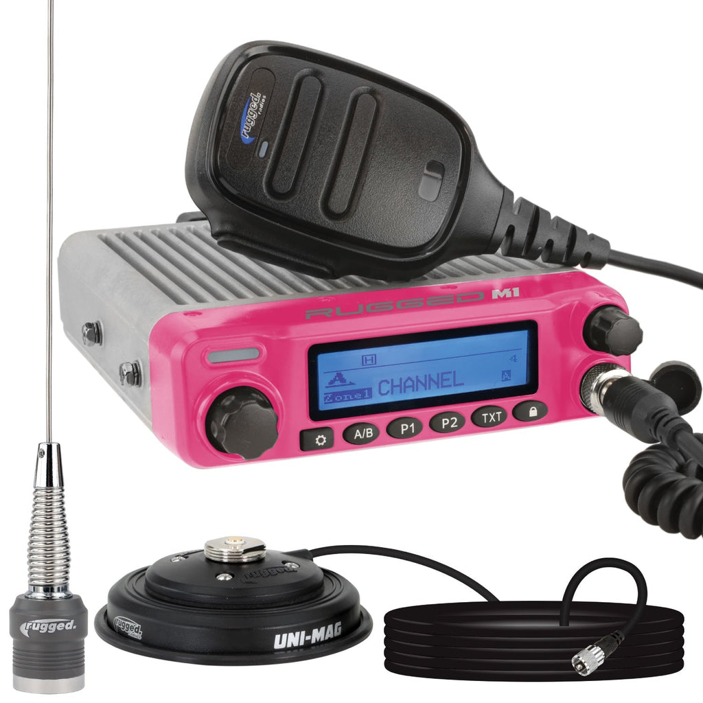 Radio Kit • Pink Rugged M1 RACE SERIES Waterproof Mobile Radio with Antenna • Digital and Analog