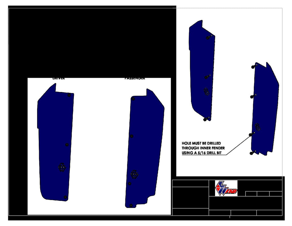 L&W Fab Rear Inner Fender Mud Guard Polaris RZR Pro R