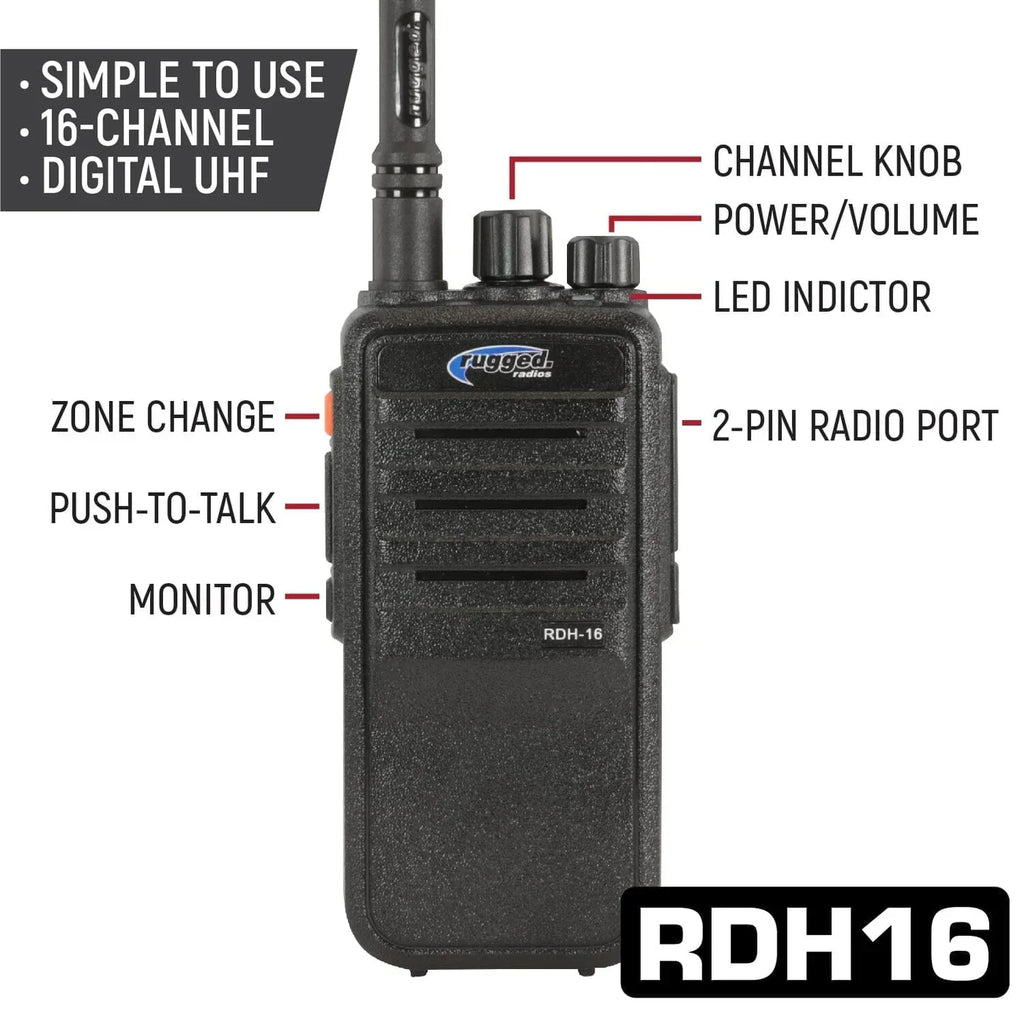 RUGGED Wired Driver Only Communication Kit with RDH16 Radio