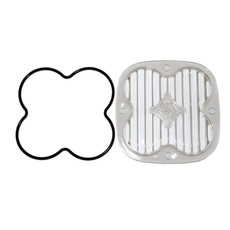 Baja Designs Squadron Pro/Sport Wide Cornering Lens Kit with lens cover and rubber gasket for offroad lighting upgrades.