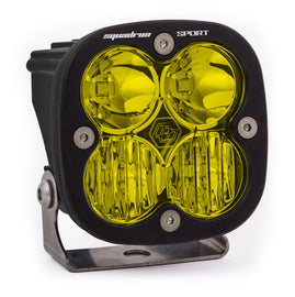 Baja Designs Squadron Sport amber LED light pod with a black housing and dual lens design for offroad visibility.