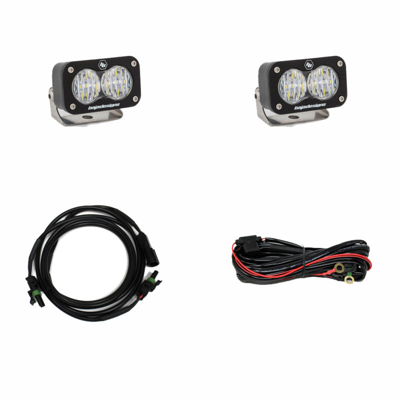 Baja Designs S2 Sport Reverse Kit for Toyota Tacoma 05+ and 4Runner 09+, featuring two LED lights and wiring harness.