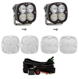 Baja Designs A Pillar Light Kit for 2021+ Ford Bronco featuring XL80 lights, mounting hardware, and wiring harness.