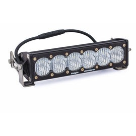 Baja Designs OnX6 Wide Driving 10in LED Light Bar with durable housing and multiple LED lenses for enhanced visibility.