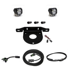 Load image into Gallery viewer, Baja Designs Dual S1 W/C Reverse Kit for 2021+ Ford Bronco, includes lights, mounting bracket, and wiring harness.