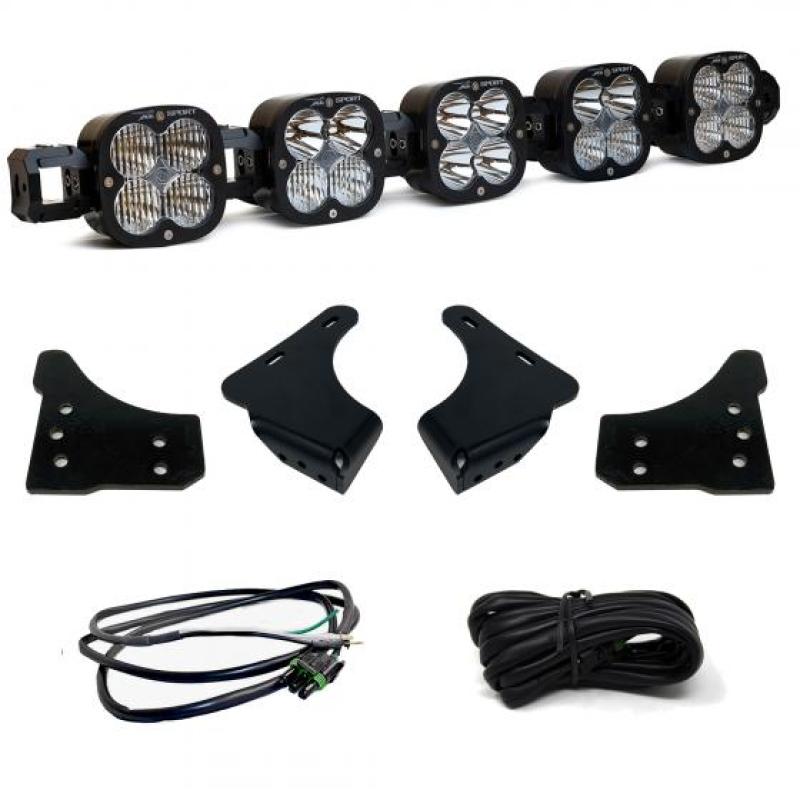 Baja Designs 2021+ Ford F150 5 XL Linkable Light Bar Kit with mounting brackets and wiring harness for enhanced offroad visibility.
