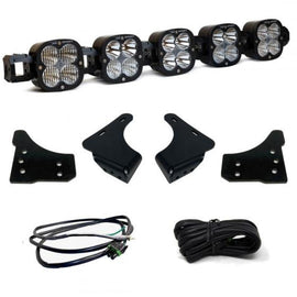 Baja Designs 2021+ Ford F150 5 XL Linkable Light Bar Kit with mounting brackets and wiring harness for enhanced offroad visibility.