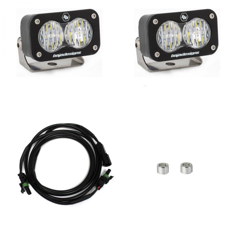Baja Designs S2 Series Reverse Light Kit for 2017 Ford Raptor includes two lights, wiring harness, and mounting hardware.