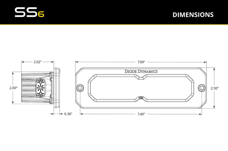 Diode Dynamics SS6 Max Yellow Combo Flush ABL (single) 3000K