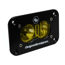 Baja Designs S2 driving combo flush mount LED light in amber, featuring a sleek black housing and durable design.