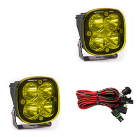 Baja Designs Squadron Pro Series amber LED light pods with a work/scene pattern, including wiring harness.