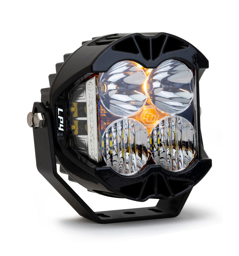 Baja Designs LP4 Pro Driving/Combo LED light featuring a clear lens and durable black housing for enhanced visibility.