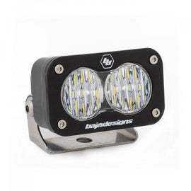 Baja Designs S2 Sport Wide Cornering Pattern LED work light with clear lens and durable black housing for offroad use.