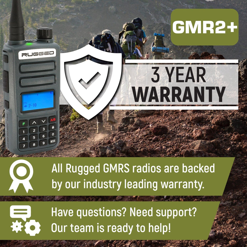 Great Outdoors Pack - Rugged GMR2 PLUS - GMRS and FRS Two Way Handheld Radios with Accessories