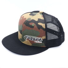 Load image into Gallery viewer, Rugged Radios Flat Bill Snapback Hat - Camo and Black
