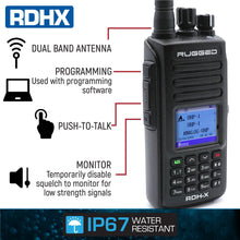 Load image into Gallery viewer, WATERPROOF - Rugged RDH-X - Business Band Two Way Handheld Radio - Digital and Analog